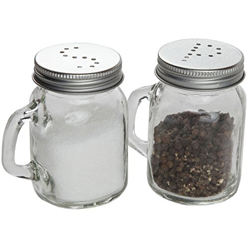 Lily’s Home Country Kitchen Retro Glass Mason Jar Salt And Pepper Shaker Set With Handles