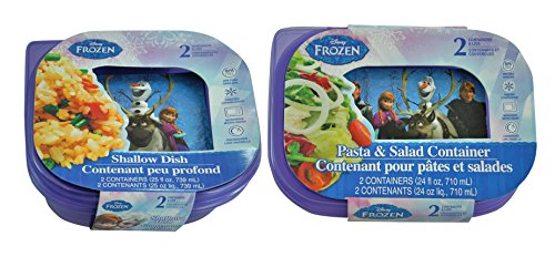 Disney Frozen Kids 4 Piece Reusable Lunch Set - Sandwich Box and Salad Container