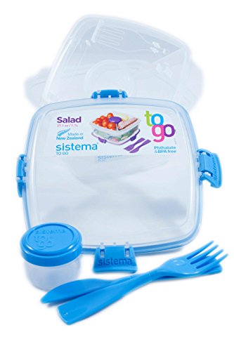 Sistema Salad To Go BPA Free Salad Container Blue 1-Pack