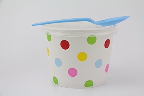 100 Count Deli Containers Durable Food Storage Containers with Lids and Multi-colored Spoons Hot and Cold Disposable 16oz Containers Use for Frozen Desserts Soups or Any Food of Your Choice