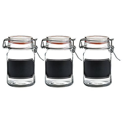 Grant Howard Glass Storage Jars with Chalkboard Labels 8 oz Clear