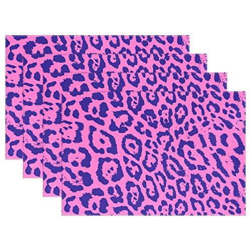 My Little Nest Leopard Skin Pattern Placemats Dining Pad Washable Table Mats for Party Kitchen Dining Table Home Decor 1 Piece
