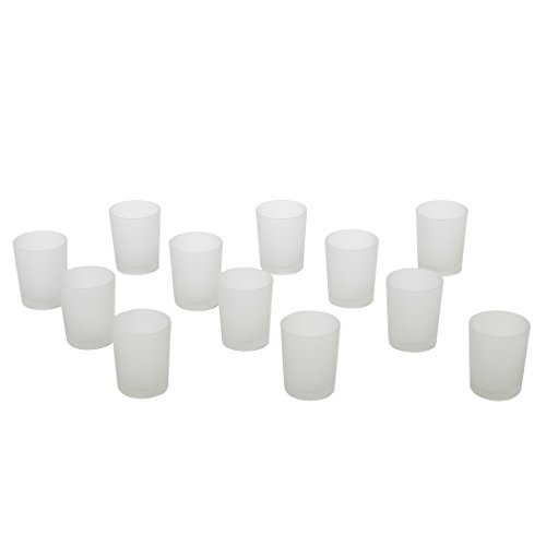 Hosley Set of 12 Frosted Glass Votivetealight Holder Ideal for Use with Tea Lights for Weddings Parties Aromatherapy Votive Candle Gardens Bulk Buy